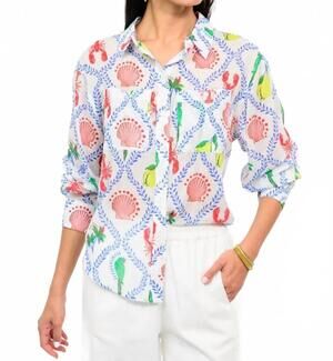 NEW IVY JANE sanibel button up shirt in white
